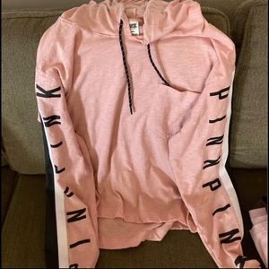 Light pink with hood long sleeve PINK brand shirt- used like new